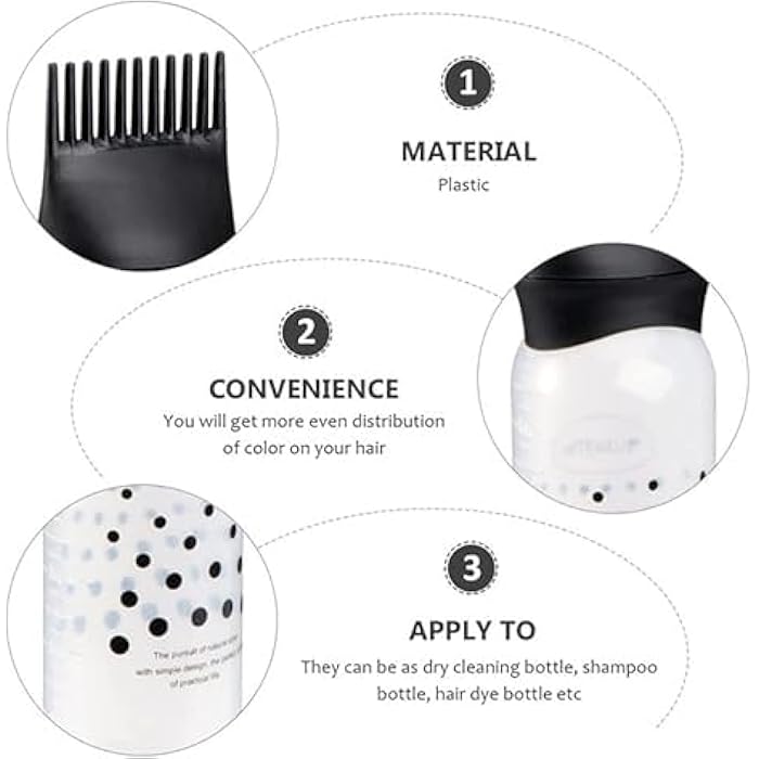 Root Comb Applicator Bottle - 170ml Hair Dye Hair Oil Dispenser Bottle with Graduated Scale - Salon and Home Use 1pc Black - Image 3